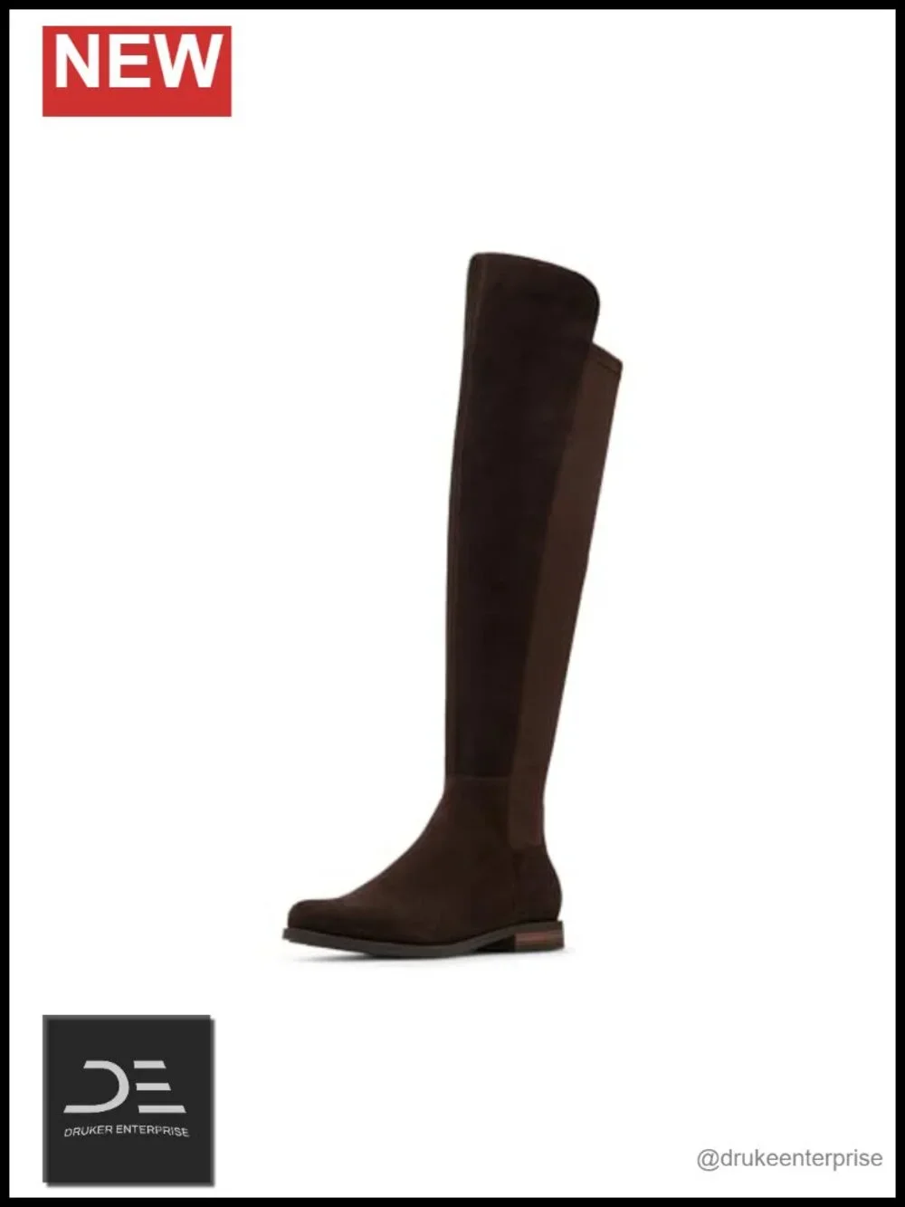 Waterproof Suede Over-the-Knee Stretch Boots Block Heel Square Toe
